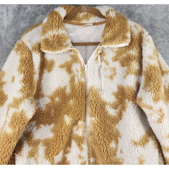 Betsy Johnson Performance Jacket Womens Medium Brown White Full Zip Faux Sherpa - Picture 7 of 12